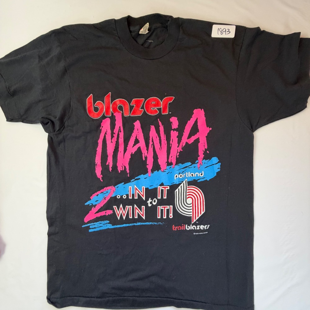 Screen Stars Portland Trail Blazers L Black Blazer Mania Vintage 90s NBA Tee